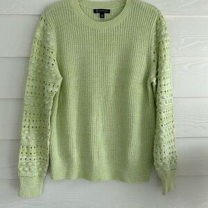 INC light green and white sweater with patterned sleeves